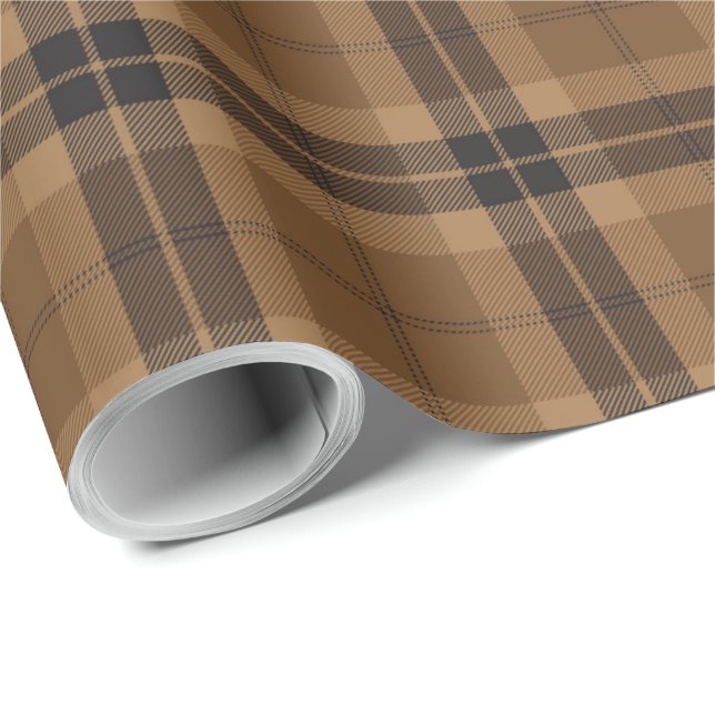 Brown schwarzer Tartan kariertes schottisches Geschenkpapier (Rolleneckpunkt)
