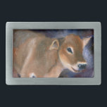 Brown-Schweizer-Kalb-Gürtelschnalle Rechteckige Gürtelschnalle<br><div class="desc">Von einem ursprünglichen aceo Ölgemälde durch Brenda Thour eines entzückenden Brown-Schweizer-Kalbs sahen wir an den zoologischen Gärten Minnesotas,  die Tolbie genannt wurden.  Copyright durch Brenda Thour 2008.</div>