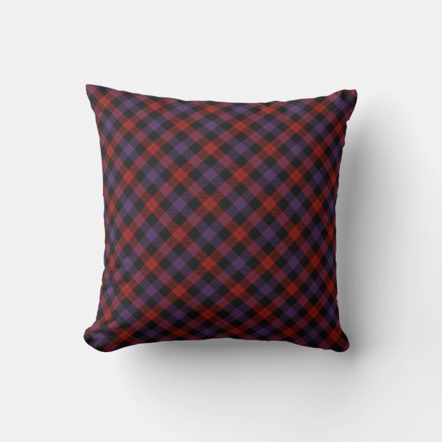 Brown Scottish Clan Tartan Throw Kissen (Vorderseite)