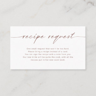 Brown Script Bridal Recipe Request Card Visitenkarte