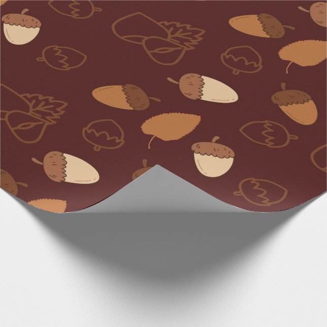Brown Seamless Wrapping Paper: Fall Hazelnut Leaf Geschenkpapier (Ecke)