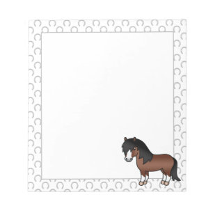 Brown Shetland Pony Niedlicher Cartoon Illustratio Notizblock