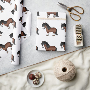 Brown Shetland Pony Niedlicher Cartoon Pony Patter Geschenkpapier