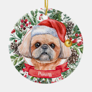 Brown Shih Tzu Custom Santa Dog Weihnachtsschmuck