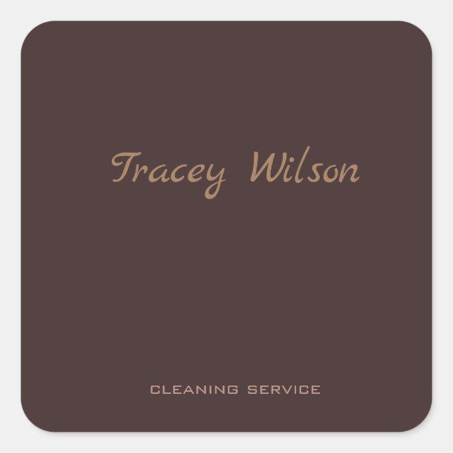 Brown simple business quadratischer aufkleber (Vorderseite)