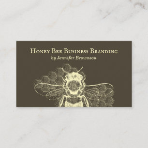 Brown Simple Honeycomb Bee Retro Apiary Visitenkarte