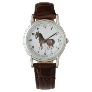 Brown Sinti und Roma Vanner Clydesdale Shire Carto Armbanduhr