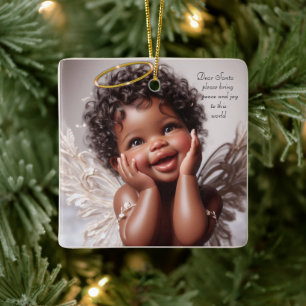 Brown Skin Baby Angel Keramikornament
