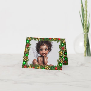 Brown Skin Baby Christmas Fairy Karte