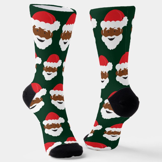 Brown Skin Black Santa Claus Weihnachten Socken (Gewinkelt)