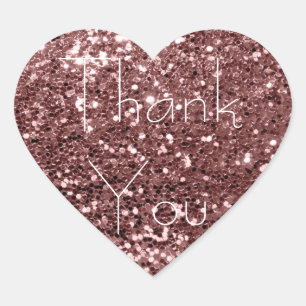 Brown Skinny Blush Glitzer Glam Danke Spark Herz-Aufkleber