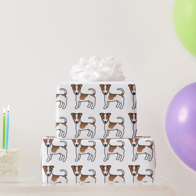 Brown Smooth Coat Jack Russell Terrier Dog Muster Geschenkpapier (Partygeschenke)