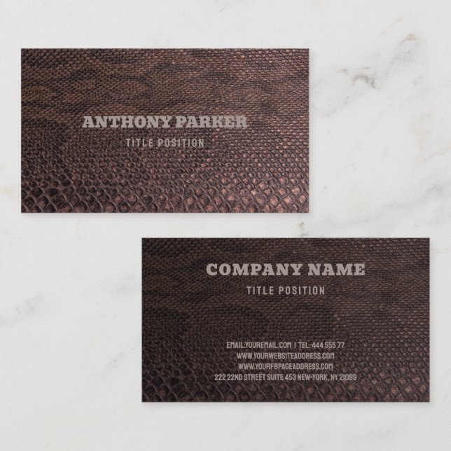 Brown Snakeskin Business Card Visitenkarte (Vorne/Hinten)