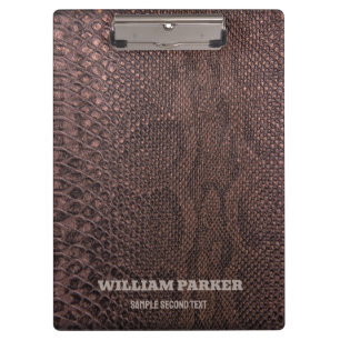 Brown Snakeskin Pattern Clipboard Klemmbrett