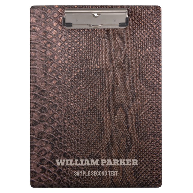 Brown Snakeskin Pattern Clipboard Klemmbrett (Vorderseite)