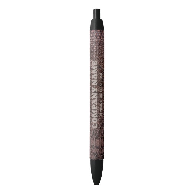 Brown Snakeskin Print Black Ink Pen Kugelschreiber (Vorderseite Vertikal)
