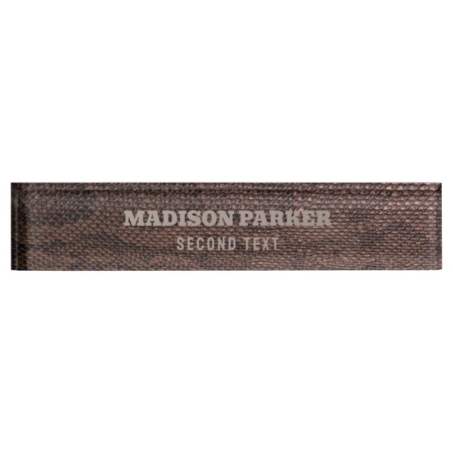 Brown Snakeskin Print Desk Name Plakat Namensplakette (Vorderseite)