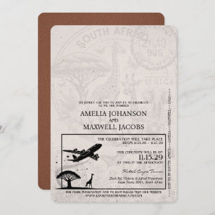 Brown South Africa Passport Wedding Einladung