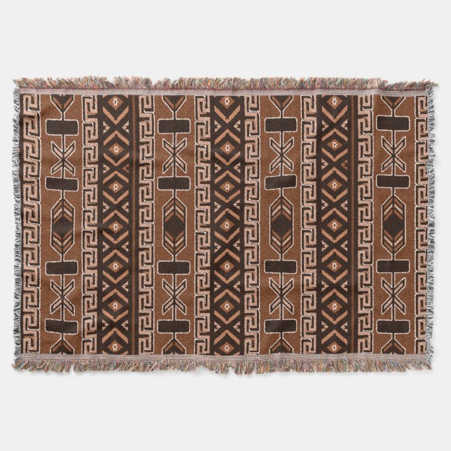 Brown Southwest Design Azteken Muster Decke (Vorderseite)
