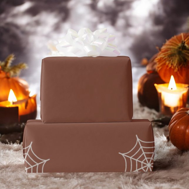 Brown Spiderweb Spooky Holiday Geschenk Geschenkpapier (Von Creator hochgeladen)