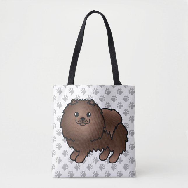 Brown Spitz Niedlich Cartoon Dog & Paws (Vorderseite)