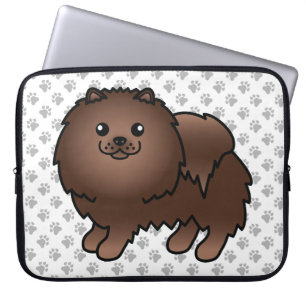 Brown Spitz Niedlich Cartoon Dog & Paws Laptopschutzhülle