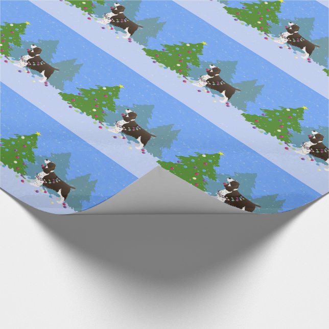 Brown Springer Spaniel Dekorieren Weihnachtsbaum Geschenkpapier (Ecke)
