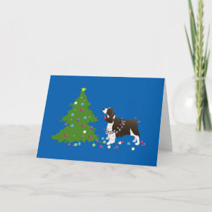 Brown-Springerspaniel-Weihnachtsillustration Feiertagskarte