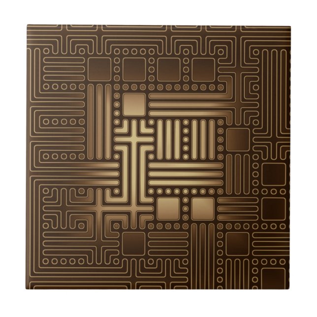 Brown Square Bronze Tone Maze Keramik Tile Fliese (Vorderseite)