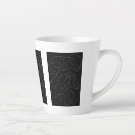Brown Squiggg Lines Pattern Schwarzes Design Milchtasse