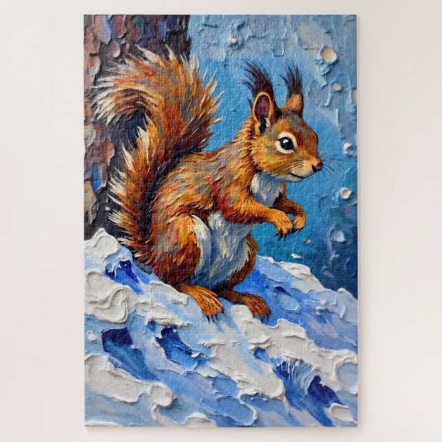 Brown Squirrel in the Snow Puzzle (Vertikal)
