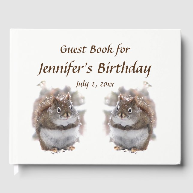 Brown Squirrels Animal Birthday Party Gästebuch (Vorderseite)