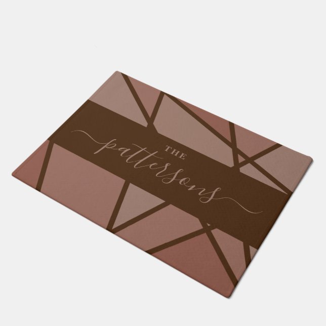 Brown Stained Glass Imitation Welcome Home Family Fußmatte (Schrägansicht)