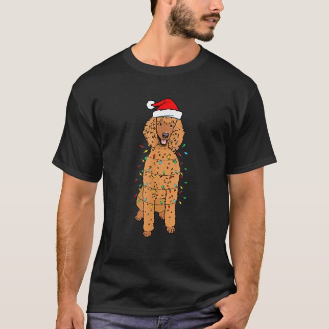 Brown Standard Poodle Dog Santa Merry Xmas Christm T-Shirt (Vorderseite)