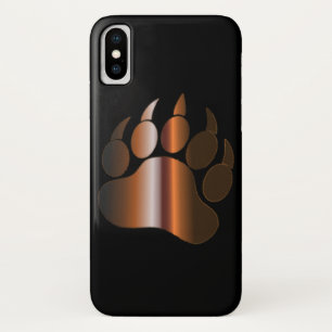 BROWN STEEL BEAR PAW ON BLACK iPhone X HÜLLE