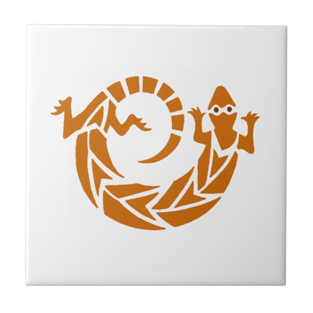 Brown Stencil Gecko Tile Fliese (Vorderseite)