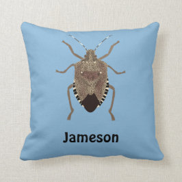 Brown Stink Bug Illustration Blue Personalisiert Kissen