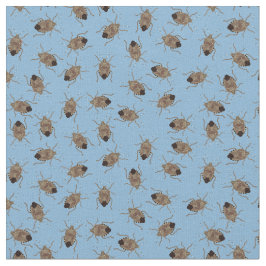 Brown Stink Bugs Illustrationen auf Blue Gemustert Stoff