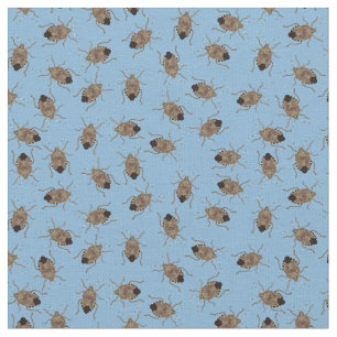 Brown Stink Bugs Illustrationen auf Blue Gemustert Stoff