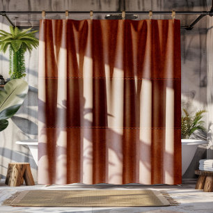 Brown Stitched Vintag Lederdusche Curtai Duschvorhang