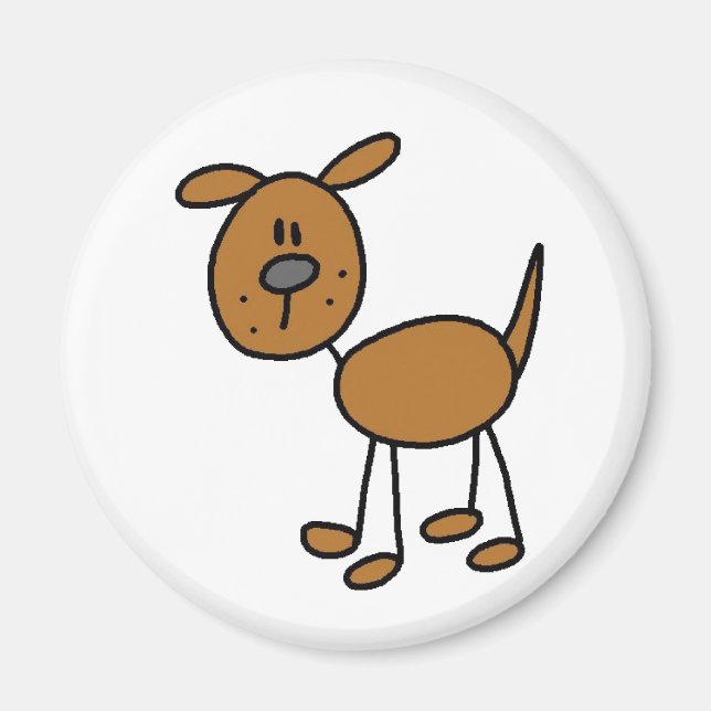 Brown Strichmännchen Dog Magnet (Vorne)