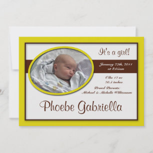 Brown Stripe Yellow Birth Ankündigungen