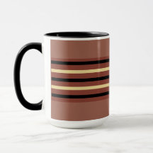 Brown Striped Coffee Tasse Cup - Rich Kakao