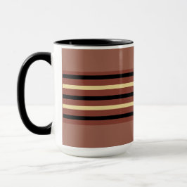 Brown Striped Coffee Tasse Cup - Rich Kakao