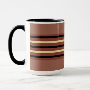 Brown Striped Coffee Tasse Cup - Rich Kakao