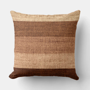 Brown Stripes Burlap Linen Rustic Jute Kissen