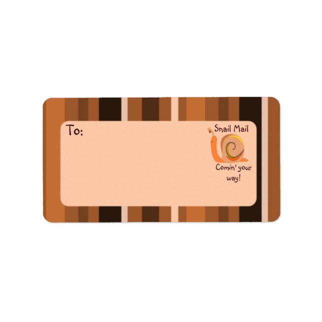 Brown Stripes Snail Mail Postadresse Labels Adressaufkleber (Vorne)