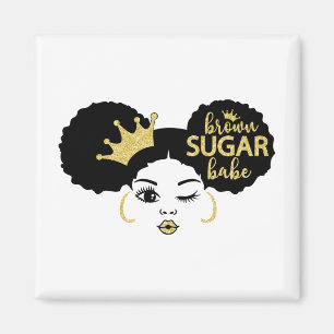 Brown Sugar Babe in Schwarz und Gold Magnet