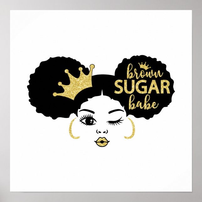 Brown Sugar Babe in Schwarz und Gold Poster (Vorne)
