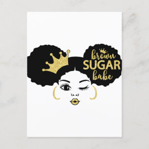 Brown Sugar Babe in Schwarz und Gold Postkarte